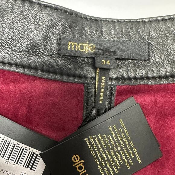 Nwts Maje Jouki Trapeze Black A-Line Belted Leather Mini Skirt (34) - Picture 11 of 15